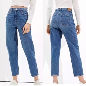 American Eagle Womens High Rise Ankle Length Mom Jeans Sz 0 Short
